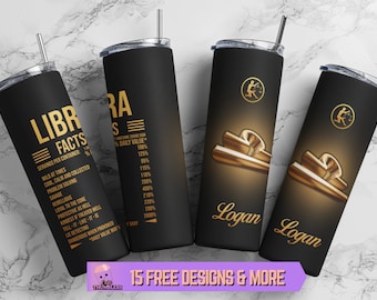 Libra Zodiac Sign Nutrition Facts 20oz Skinny Tumbler Wrap PNG, Personalized Libra Horoscope Tumbler Sublimation Design PNG Digital Download