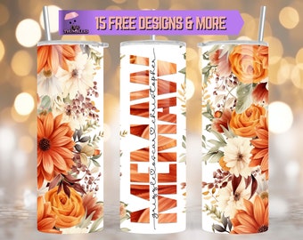 Memaw Floral Custom 20 oz Skinny Becher Sublimation Design, Mama Becher Wrap Geschenk für Muttertag, Mama Becher Design PNG digitaler Download