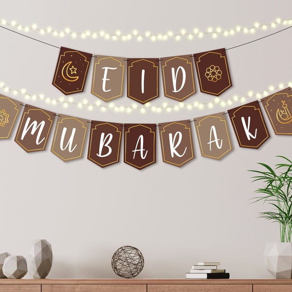 Eid Moebarak | Banier | Mokka | Beige | Ramadan-decoratie | Moderne | Eid | Ramadan | Islamitisch decor | Afdrukbaar - digitale download