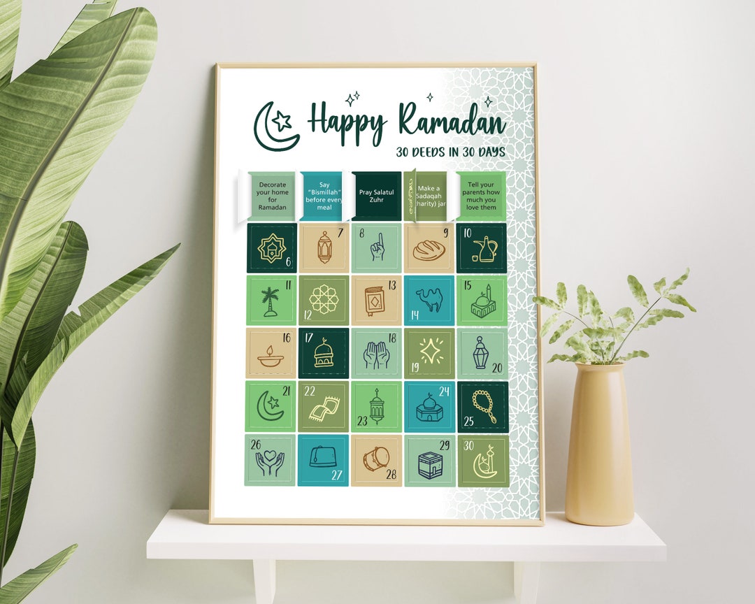 Advent Calendar 30 Deeds Good Deeds Green Ramadan Decoration Modern