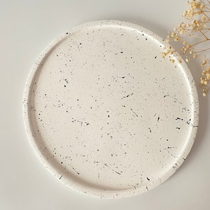 9 Color Options, Large Round Speckled Serving Tray, White Centerpiece Tray, Round Large Catchall Tray, Housewarming Gifts