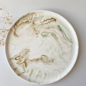 Large Round Marble Stone Tray, Large Concrete Serving Tray, Large Concrete Centerpiece, Housewarming Gifts