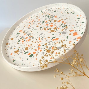 Round Terrazzo Vanity Trays with 3 Size Options, Terrazzo Serving Tray, Catchall Round Tray, Large Storage Tray, Housewarming Gifts