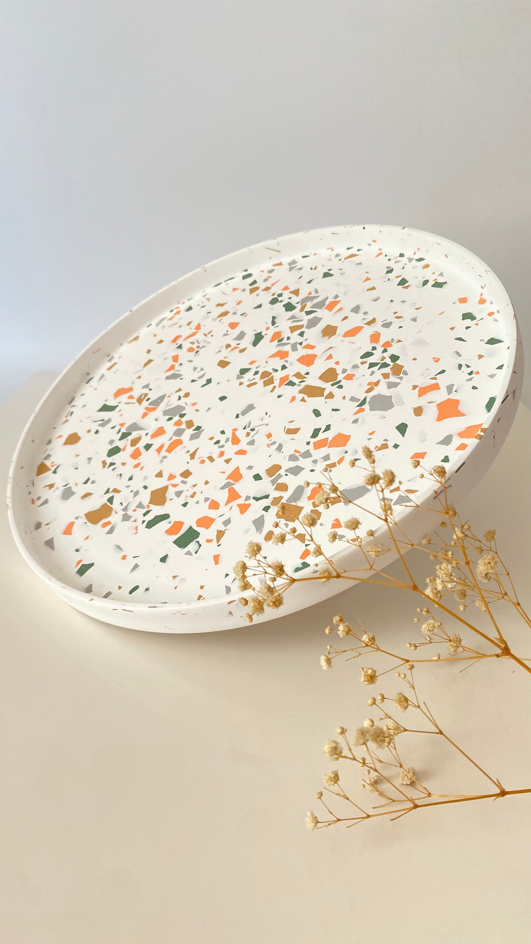 Round Terrazzo Vanity Trays with 3 Size Options, Terrazzo Serving Tray, Catchall Round Tray, Large Storage Tray, Housewarming Gifts