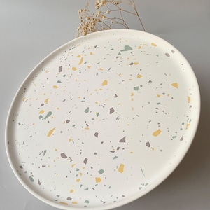 Large Terrazzo Serving Tray, Round Terrazzo Table Centerpiece, Christmas Gifts