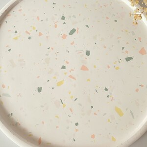 Soft Color Terrazzo Large Round Tray, Decorative Table Trays, Large Serving Tray, Catchall Round Tray, Table Centerpiece, Housewarming Gifts image 3