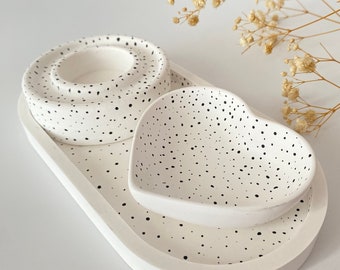 Speckled Concrete Oval Tray, Coaster, Heart Bowl, Bottle Organizer, Catchall Trays, Large Vanity Tray, Housewarming Gifts
