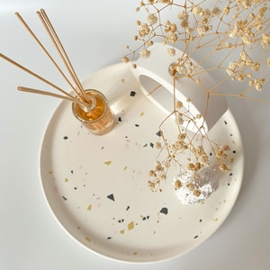 Large Terrazzo Tray, Terrazzo Table Centerpiece, Large Round Vanity Tray, Housewarming Gifts