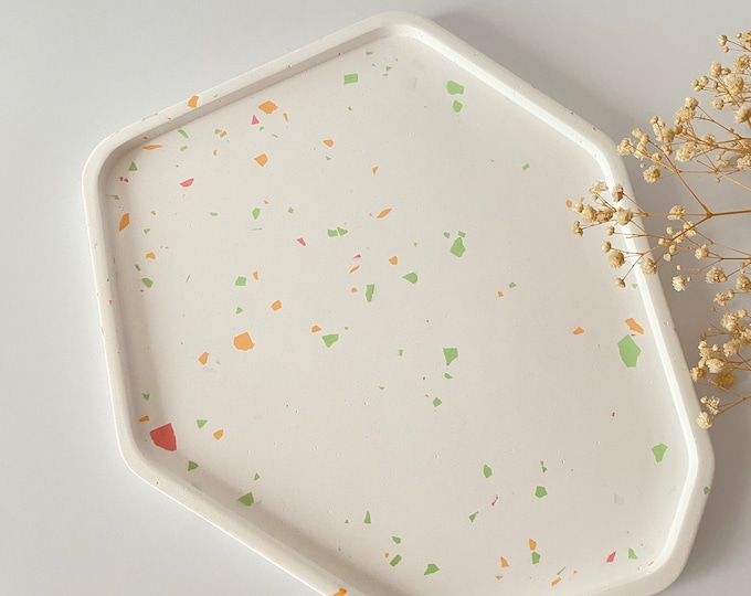 Terrazzo Table Centerpiece, Large Terrazzo Vanity Tray, Serving Tray, Housewarming Gifts