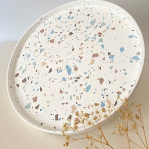 Soft Color Large Terrazzo Tray, Large Storage Tray, Terrazzo Centerpiece Tray, Serving Tray, Catchall Round Tray, Housewarming Gifts