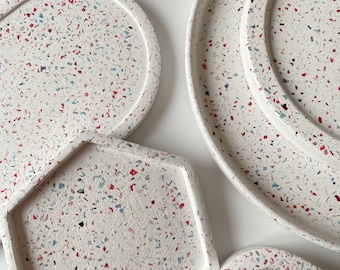 Mussel Shells Decorated Terrazzo Coasters, Serving Tray, Catch All Trays, Housewarming Gifts, Gift for her