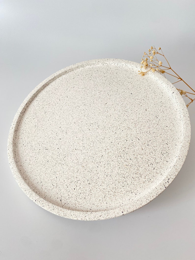 Speckled Large Round Tray Decorative Table Trays Large Etsy