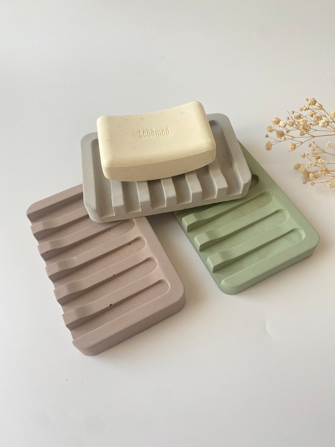 Concrete Soap Dish Ridged Soap Tray Draining Soap Dish Etsy