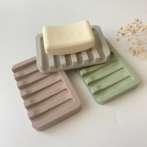 Concrete Soap Dish, Ridged Soap Tray, Draining Soap Dish, Bathroom Accessory, Housewarming Gifts