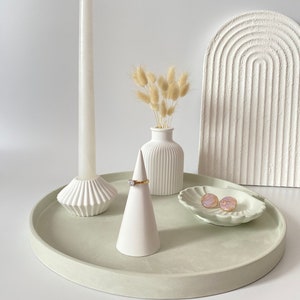 30 cm, 25 cm and 17 cm Sage Concrete Round Tray,Round Catchall Tray, Large Serving Tray, Storage Tray, Large Vanity Tray, Housewarming Gifts