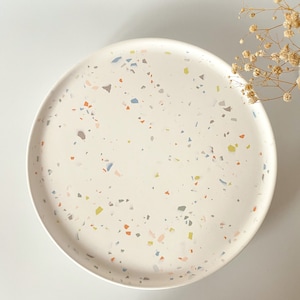 Terrazzo Vanity Tray, Large Terrazzo Round Tray, Decorative Terrazzo Table Centerpiece, Housewarming Gifts