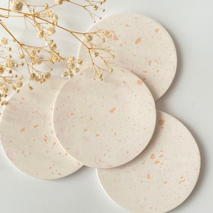 Set van 4 pastelkleurige terrazzo-onderzetters, pastelkleurige keukenbladen, Moederdagcadeau, kerstcadeaus