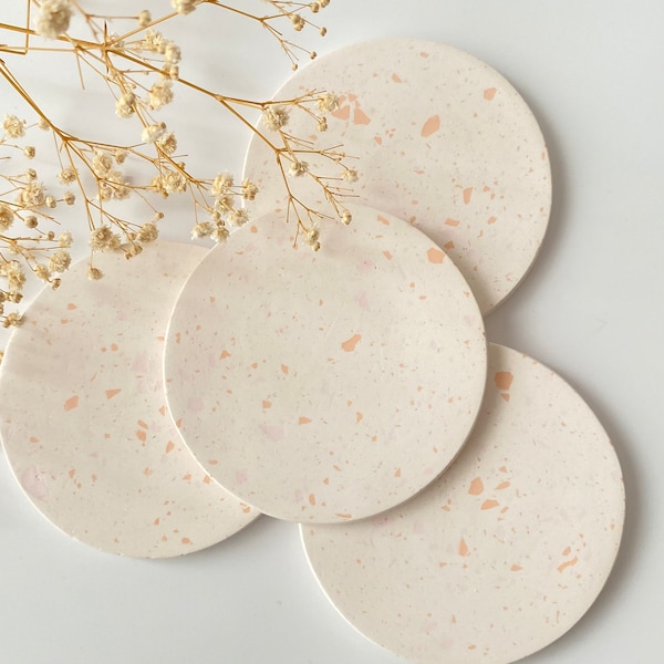 Set of 4 Pastel Terrazzo Coasters, Pastel Kitchen Trays, Mothers Day Gift, Christmas Gifts