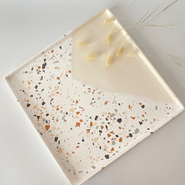 Large Square Terrazzo Tray, Large Serving Tray, Catchall Square Tray, Terrazzo Table Centerpiece, Housewarming Gifts