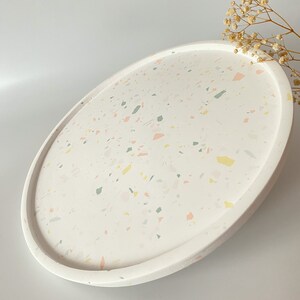 Soft Color Terrazzo Large Round Tray, Decorative Table Trays, Large Serving Tray, Catchall Round Tray, Table Centerpiece, Housewarming Gifts image 7