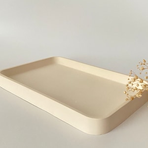 Minimalist Beige Stone Storage, 9 Color Options, Rectangle Serving Tray, Large Bathtray, Vanity Tray, Housewarming Gifts