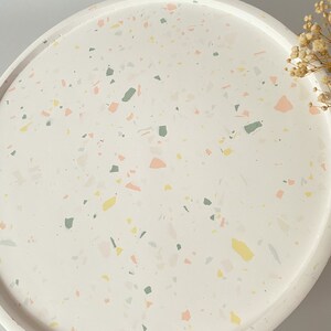 Soft Color Terrazzo Large Round Tray, Decorative Table Trays, Large Serving Tray, Catchall Round Tray, Table Centerpiece, Housewarming Gifts image 10