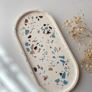 24 cm Large Oval Tray, Terrazzo Catchall Tray, Kitchen Accessory, Large Oval Serving and Displaying Tray, Housewarming Gifts
