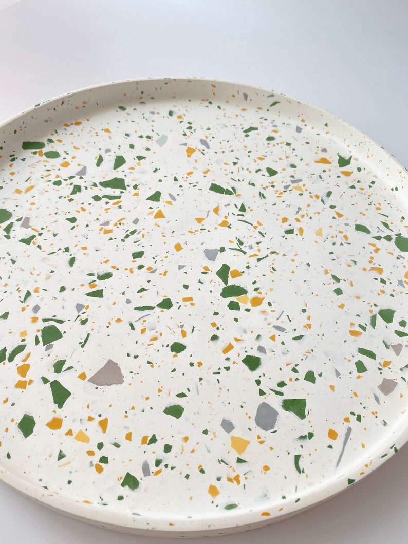 Large Terrazzo Tray Large Serving Tray Catchall Round Tray Etsy