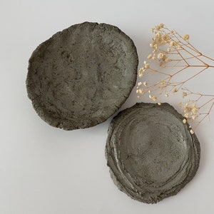 Minimalist Concrete Bowl with Tray, Farmhouse Concrete Decor, Concrete Tray, Concrete Jar, Set of 2 Concrete Decor, Housewarming Gifts