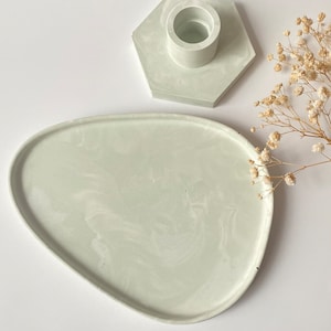 Stone Tray Set, Stone Candelstick Holder,  9 Color Options, Vanity Trays, Storage Decor Tray, Housewarming Gift