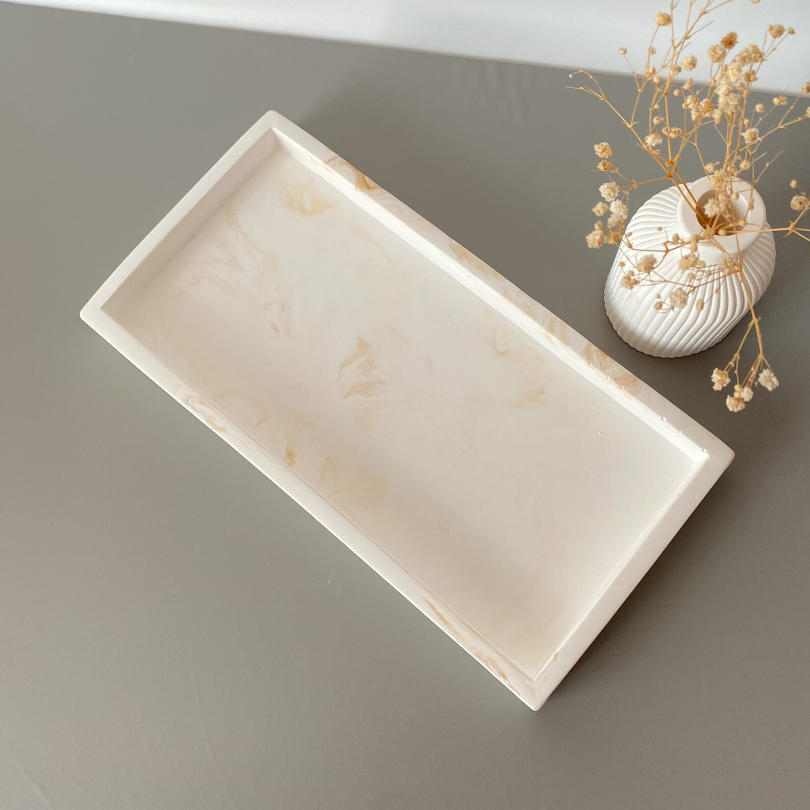 Rectangular Large Tray, Large Vanity Tray, Concrete Accessory, Large