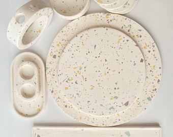 Set of 11 Piece Dining Table Terrazzo Accessories, Modern Terrazzo Set, Table Terrazzo Decor, Housewarming Gifts