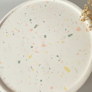 Soft Color Terrazzo Large Round Tray, Decorative Table Trays, Large Serving Tray, Catchall Round Tray, Table Centerpiece, Housewarming Gifts image 6