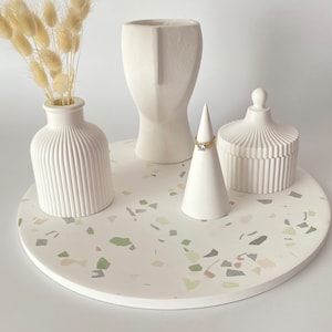 5 Form Stile verfügbar, großes rundes Tablett, großes Terrazzo Serviertablett, Terrazzo Aufbewahrungsschale, Terrazzo Tischdekoration, Housewarming Geschenke