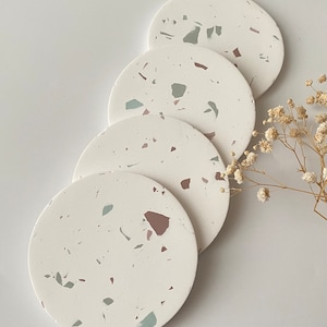 Terrazzo-onderzetters, set van 4 ronde onderzetters, ronde terrazzo-onderzetter, cadeaus voor haar