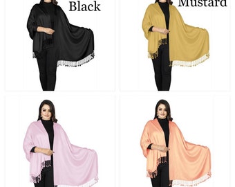 25 Colors Handcrafted Large Soft Pashmina Shawl Wrap Scarf in Men Women Wedding Pashmina