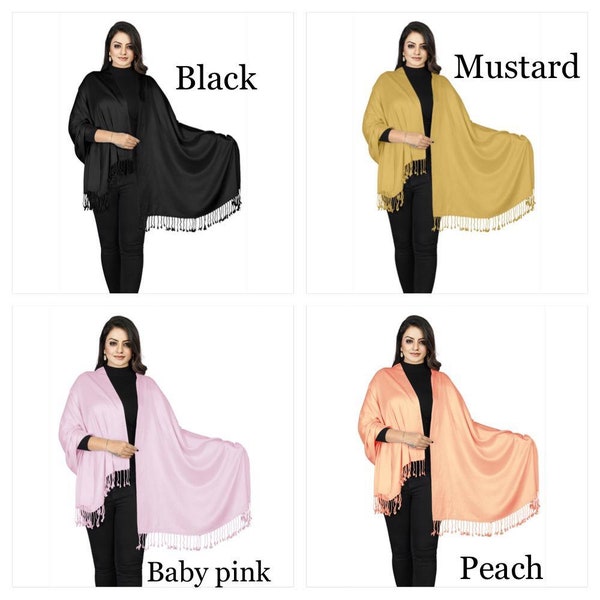 25 Colors Handcrafted Large Soft Pashmina Shawl Wrap Scarf in Men Women Wedding Pashmina