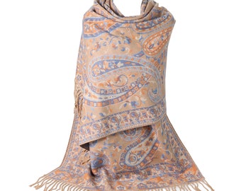 Bufanda de mujer Gorgeous Paisley Pashmina bufanda/chal para mujer beige