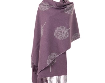 Mulberry tree print LUXURY PURPLE / GREY cashmere scarf reversible super soft winter shawl unisex trending scarf Xmas gift