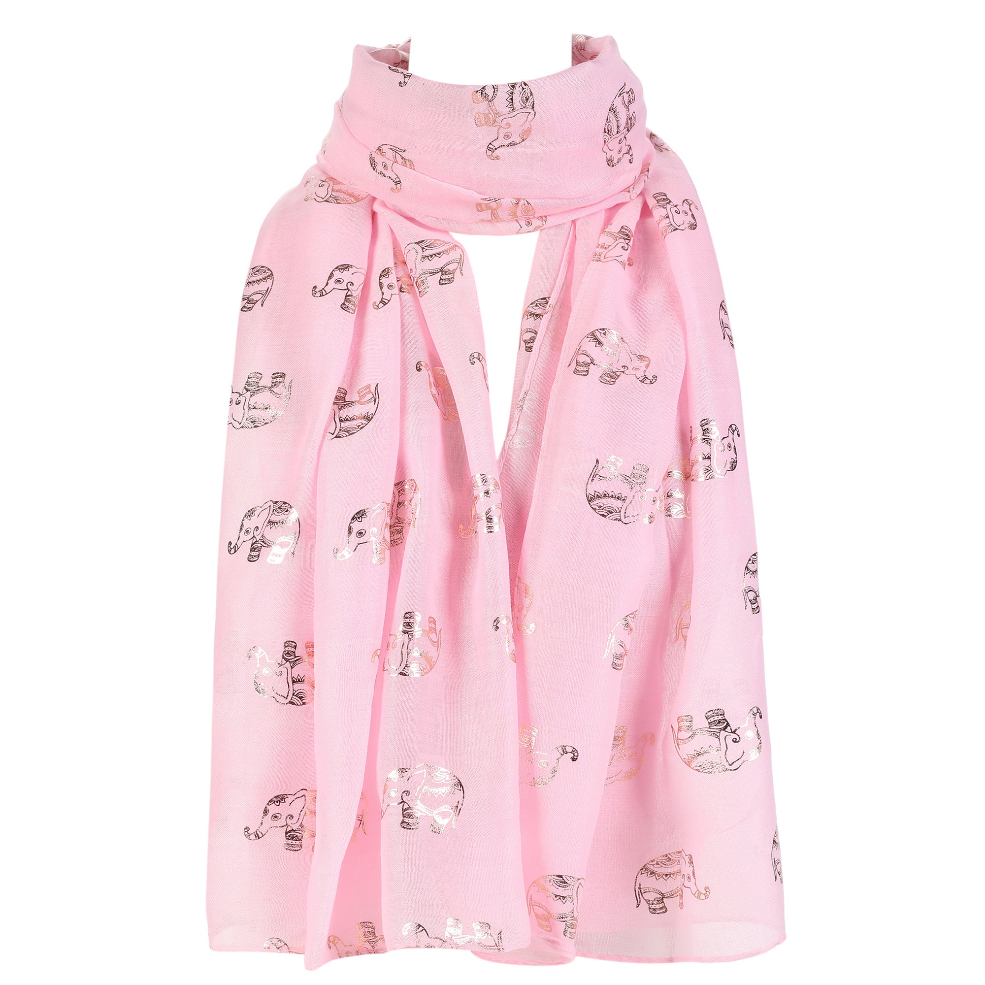 Women's Elephant Print Glitter Rose Gold Scarf Etsy UK
