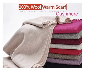 Fashion Thick Cashmere Scarf for Women Men, Large Soft Warm Winter Shawls and Wraps Solid color