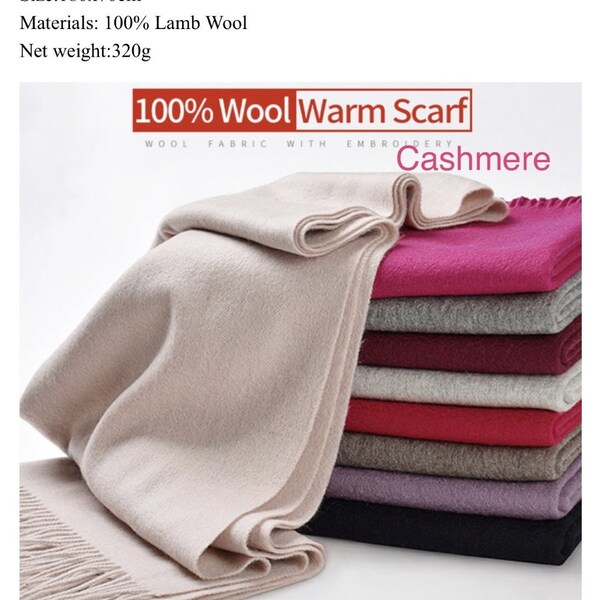 Fashion Thick Cashmere Scarf for Women Men, Large Soft Warm Winter Shawls and Wraps Solid color