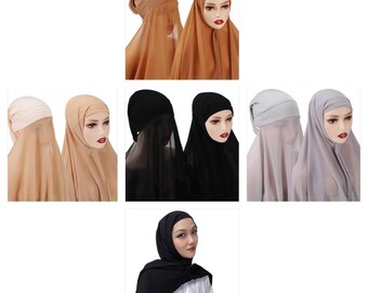 Sofortiger Hijab Schal Einteiliger Chiffon Hijab Schal Kopf Wrap Premium Qualität