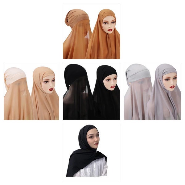 Instant Hijab Scarf One Piece Chiffon Hijab Shawl Head Wrap Premium Quality