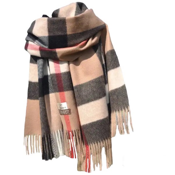 Winter Tartan Scarf Women Plaid Blanket Scarves Warm Check Wraps British Style Ladies Wool Spinning Tassel Shawl Stole Scarfs