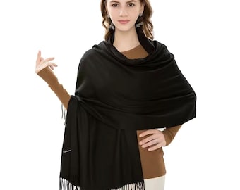 Pashmina Shawl Wraps for Women Scarf for Wedding Large Winter Scarves Soft Shawls and Wraps for Evening Dresses/BLACK