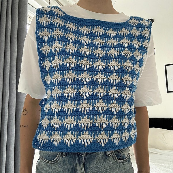 Crochet Tie Vest Pattern I Beginner friendly sweater vest crochet pattern I Kenikse Crochet