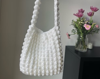 Crochet Cloud Tote Bag Pattern, Beginner Friendly Tote Bag Crochet Pattern, Bubble Stitch Crochet Bag Pattern, Digital Tutorial PDF File