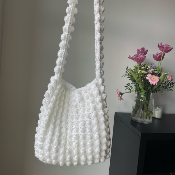 Crochet Cloud Tote Bag Pattern, Beginner Friendly Tote Bag Crochet Pattern, Bubble Stitch Crochet Bag Pattern, Digital Tutorial PDF File