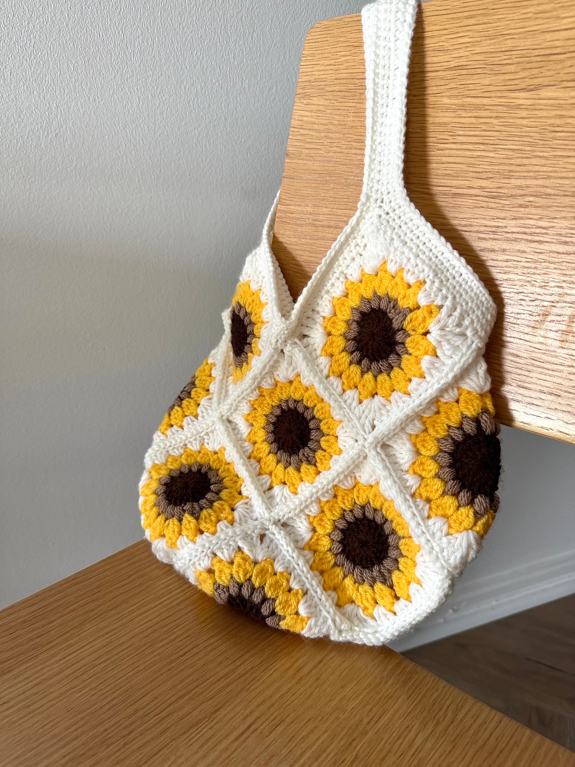 Cheerful Crochet Sunflower in Smiling Red Pot - Buy ladies bag